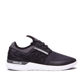 Tenis Bajos Supra FLOW RUN EVO Hombre Negras/Gris/Blancas (MX-59695)